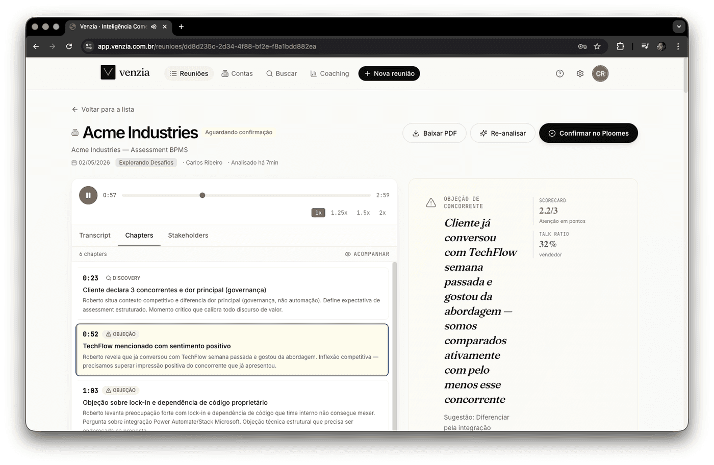 Capítulos editoriais da reunião com headlines autorais